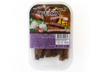 Ресторанные гренки с морской солью: Сурские гренки Чеснок с зеленью (100 гр)